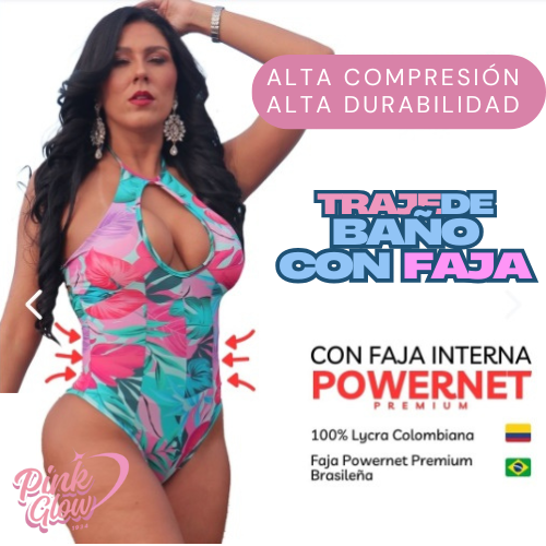 TRAJE DE BAÑO CON FAJA - Tropical Rosa